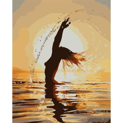 desnudo de la mujer puesta de sol del paisaje marino handmaded bricolaje pintura al óleo por números gx6669