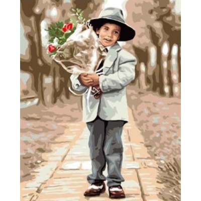 GX6929 oil painting by numbers little boy and flower picture
