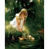 oil painting by number little girl picture and small duck design painting on canvsa GX6979 factory new design