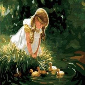 oil painting by number little girl picture and small duck design painting on canvsa GX6979 factory new design