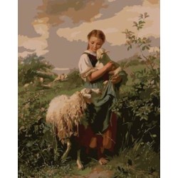 Öl malen nach zahlen Mädchen und schaf bild acryl handmaded malerei auf leinwand gx6983 paintboy marke