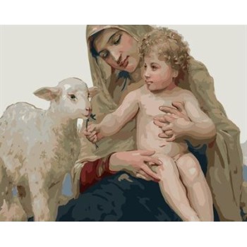 Ölgemälde von nummer Mutter ans Sohn mit tier bild acryl handmaded malerei auf leinwand gx6982 paintboy marke