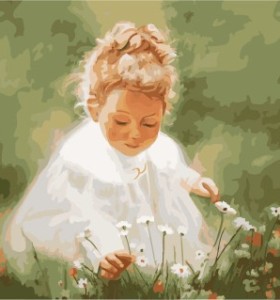 diy painting by numbers little girl and flower design 2015 new hot photo GX7153