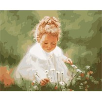 diy painting by numbers little girl and flower design 2015 new hot photo GX7153