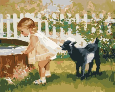 diy painting by numbers for bedroom GX7140 2015 new photo little girl and dog design