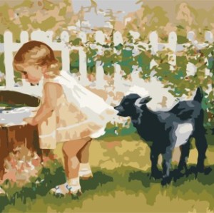 diy painting by numbers for bedroom GX7140 2015 new photo little girl and dog design