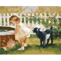diy painting by numbers for bedroom GX7140 2015 new photo little girl and dog design