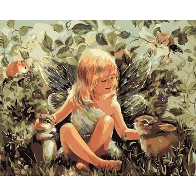 diy painting by numbers little girl and animal design artist oil color set for beginners GX7061