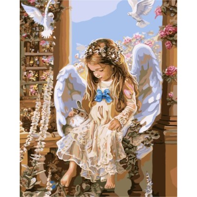 paint by numbers art kit with little girl GX7158