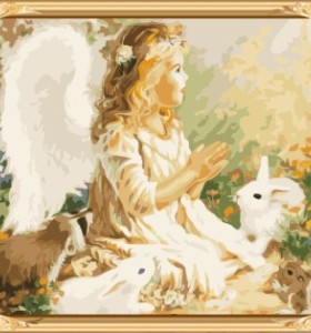 GX7275 wall art little girls angel picture oil painting by numbers for home decor