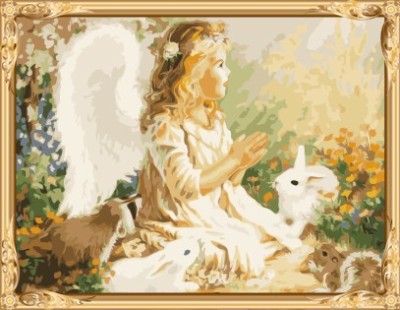 GX7275 wall art little girls angel picture oil painting by numbers for home decor