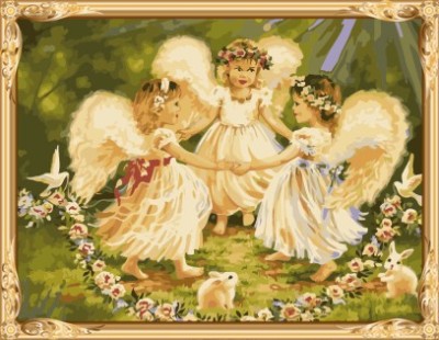 little girls angel photo canvas oil painting by numbers for wholeasles GX7296
