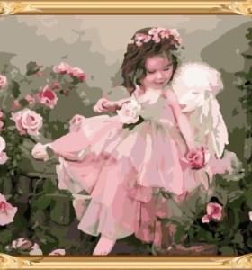 yiwu artsuppliers little girl rose paint by numbers on canvas for modern living room decor GX7400