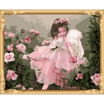 yiwu artsuppliers little girl rose paint by numbers on canvas for modern living room decor GX7400