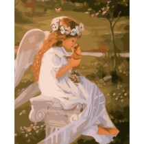 wooden frame wall decoration acrylic painting by bumbers kit with little girl picture GX7227