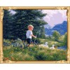 wall art little boy oil painting color by numbers for home decor GX7590