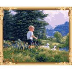 wand kunst wenig junge Ölbild farbe durch zahlen für wohnkultur gx7590