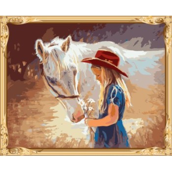 digital women horse canvas oil painting for bedroom GX7583