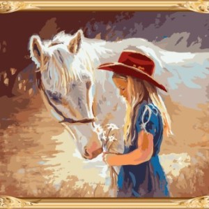 digital women horse canvas oil painting for bedroom GX7583