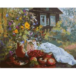 Gartenlandschaft leinwand malen nach zahlen gx6558 stilllebenmalerei