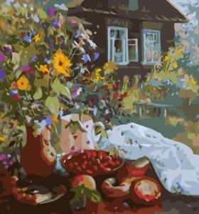 garden landscape canvas painting by numbers GX6558 still life painting