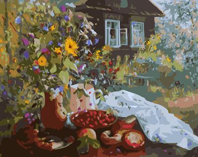 garden landscape canvas painting by numbers GX6558 still life painting