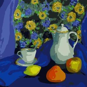 handmaded oil painting by numbers still life fruit and flower vase design GX6579