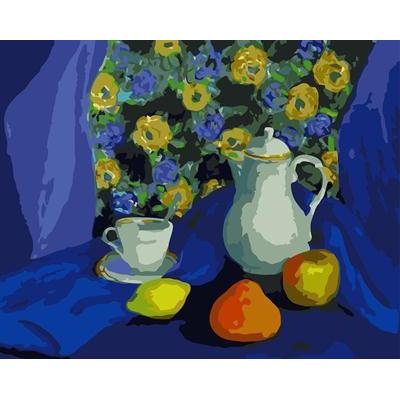handmaded oil painting by numbers still life fruit and flower vase design GX6579