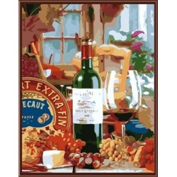 handmaded acryl stillleben malen nach zahlen kit mit einer Flasche Wein bild gx6525