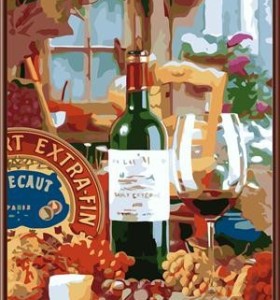 handmaded acryl stillleben malen nach zahlen kit mit einer Flasche Wein bild gx6525