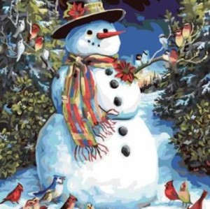 oil painting by number snow man picture christmas design painting on canvsa GX6972 factory new design