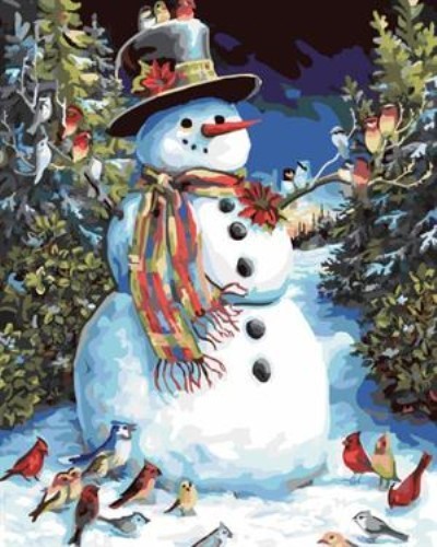 oil painting by number snow man picture christmas design painting on canvsa GX6972 factory new design