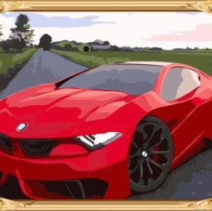 famous car photo canvas oil painting by numbers for wholeasles GX7295
