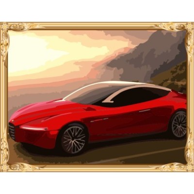 yiwu wholesales hot famous car photo oil painting by numbers with wooden frame GX7298