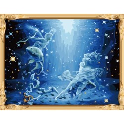 Gx7445 constellation-baureihe Fische digitale handgefertigte Ölgemälde für wohnkultur