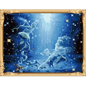 Gx7445 constellation-baureihe Fische digitale handgefertigte Ölgemälde für wohnkultur