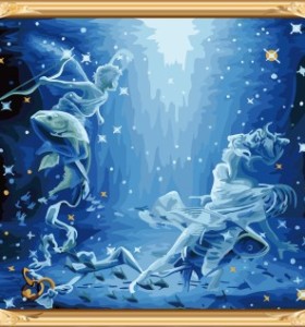 Gx7445 piscis serie constellation hechos a mano digital pintura al óleo de la decoración del hogar