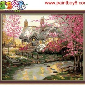 Diy oil painting by numbers,landscape oil painting,modern oil painting new flower photo