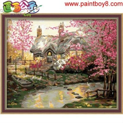 Diy oil painting by numbers,landscape oil painting,modern oil painting new flower photo