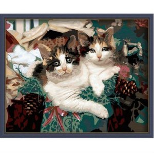 Best design diy oil paint by numbers cats picture oil pointing