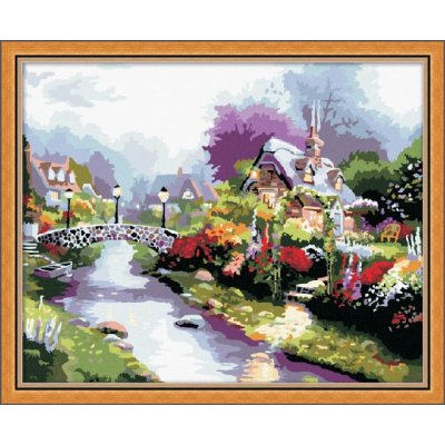 Best price Diy oil painting by numbers G091 town landscape canvas oil painting