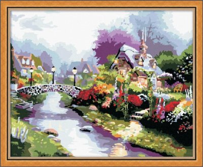 Best price Diy oil painting by numbers G091 town landscape canvas oil painting