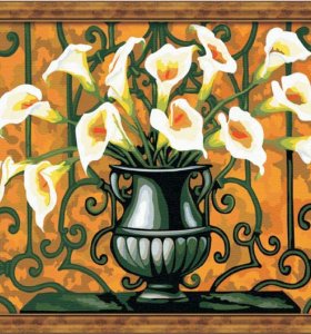 Juegos de pintura para pintura nuevo diseño de la flor materiales de arte de la lona, Pintura acrílica