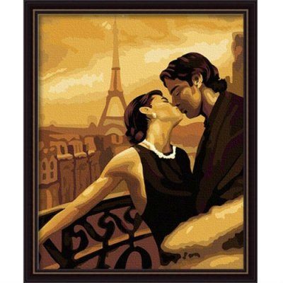 G109 paris design women and man kiss picture Best price Diy digital oil painting