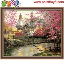 coloring by numbers diy wholesale craft suppliesoil painting beginner kit flower house picture