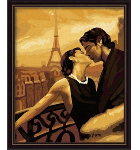 Best price Diy oil paint by numbers G109 woman and man kiss paris design