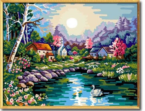 Diy digital oil painting G101 landscape oil painting by numbers