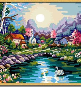 New design landscape picture oil painting by numbers,oil painting beginner kit