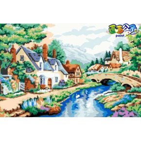 diy Öl malen nach zahlen Dorf landschaft Ölgemälde auf leinwand