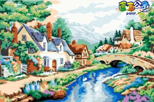 Diy oil Paint by numbers village landscape oil paintings on canvas